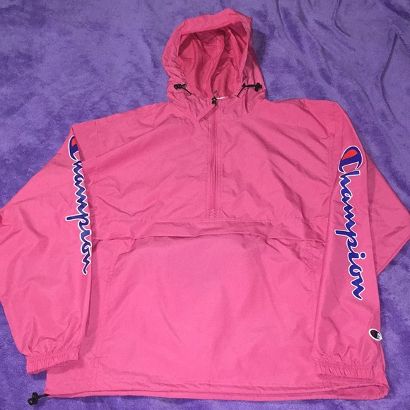 champion windbreaker mens pink